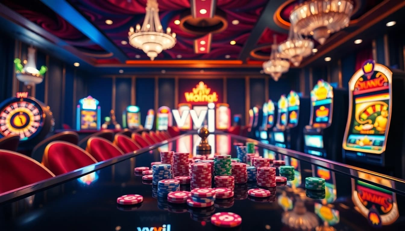 Engage with the exciting vvjl online casino experience featuring vibrant slot machines and poker tables.