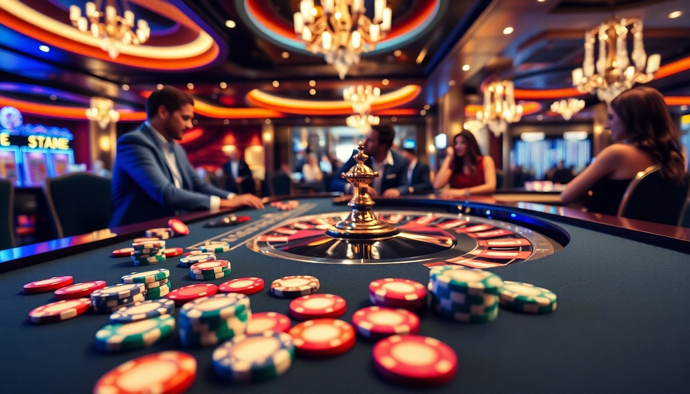 Menyaksikan arus hoki di meja roulette dengan suasana kasino yang meriah.