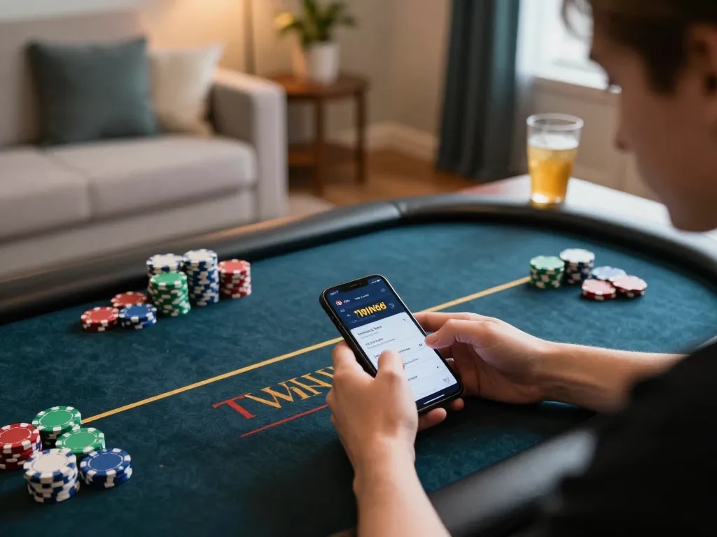 TWIN68 user engaging in online gaming with vibrant smartphone interface