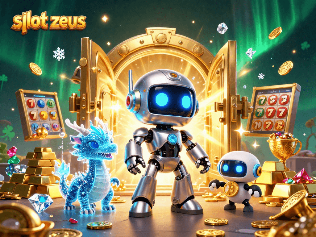 Experience thrilling wins with slot zeus gameplay, featuring a vibrant 3D cyberpunk scene.