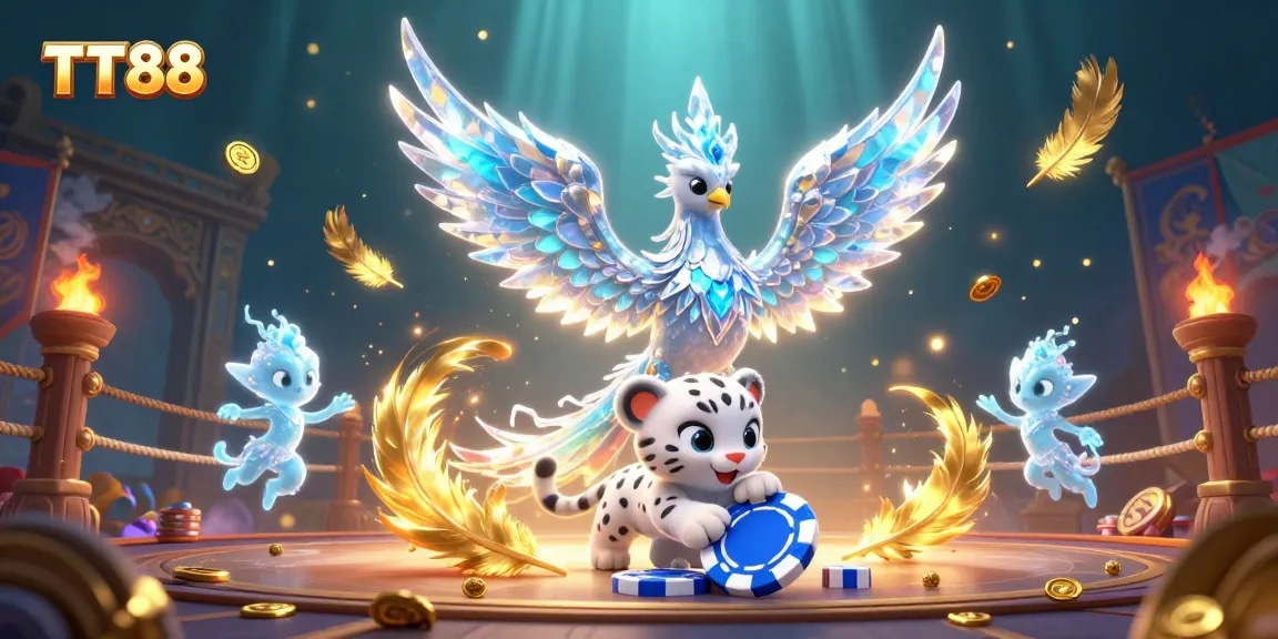 Engage in thrilling gameplay at TT88 with a phoenix, snow leopard, and magical sprites.