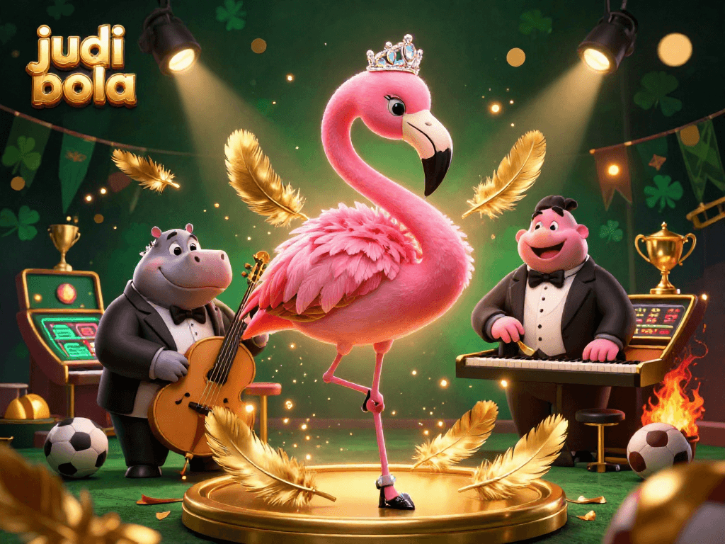 Engage in judi bola action with dynamic characters and vibrant sports elements in an immersive scene.