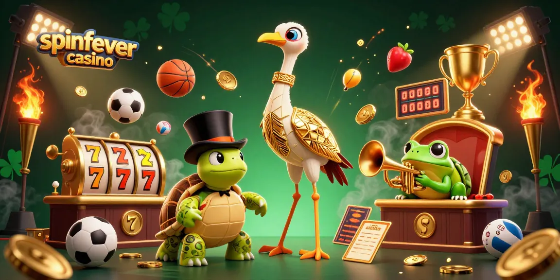 Spinfever casino showcases vibrant slot reels and 3D characters in a thrilling gaming scene.