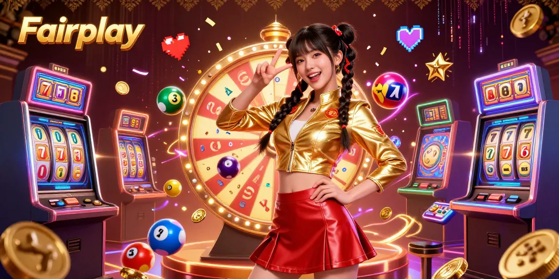 Engage in Fairplay's vibrant gaming world filled with lively slot machines and colorful prizes.