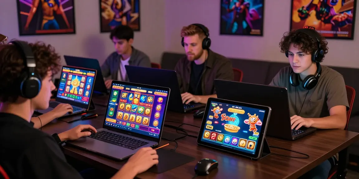 Cika4D game players enjoying thrilling online slot games in a colorful and vibrant atmosphere, showcasing modern gaming technology.
