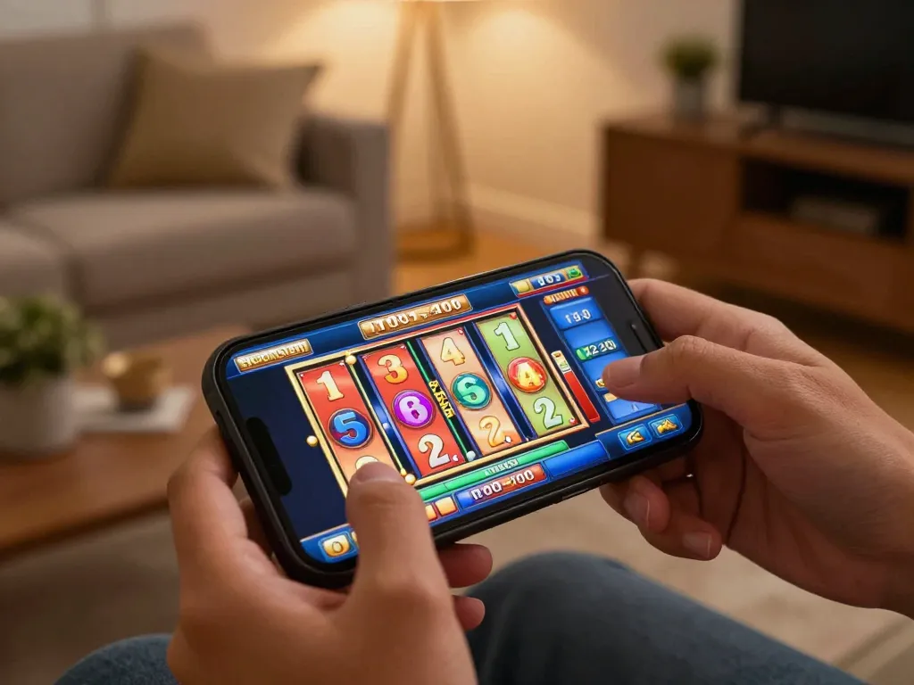 Enjoy thrilling tr88 gameplay on mobile app showcasing vibrant slot reels and colorful interface.