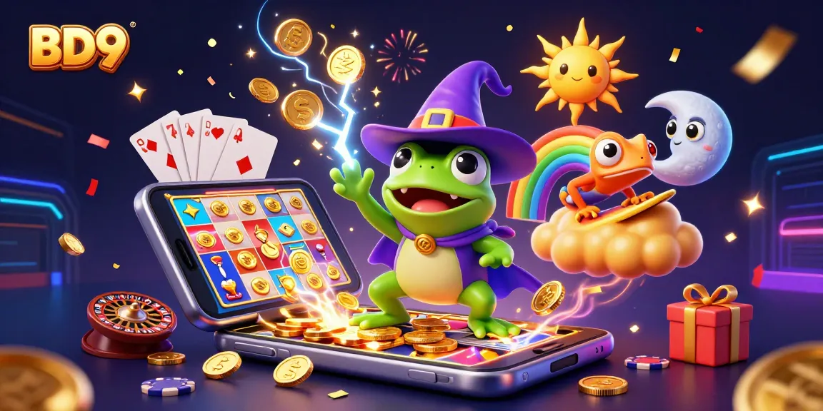 BD9 engages players with vibrant golden coins and thrilling gaming elements in an exciting casino scene.