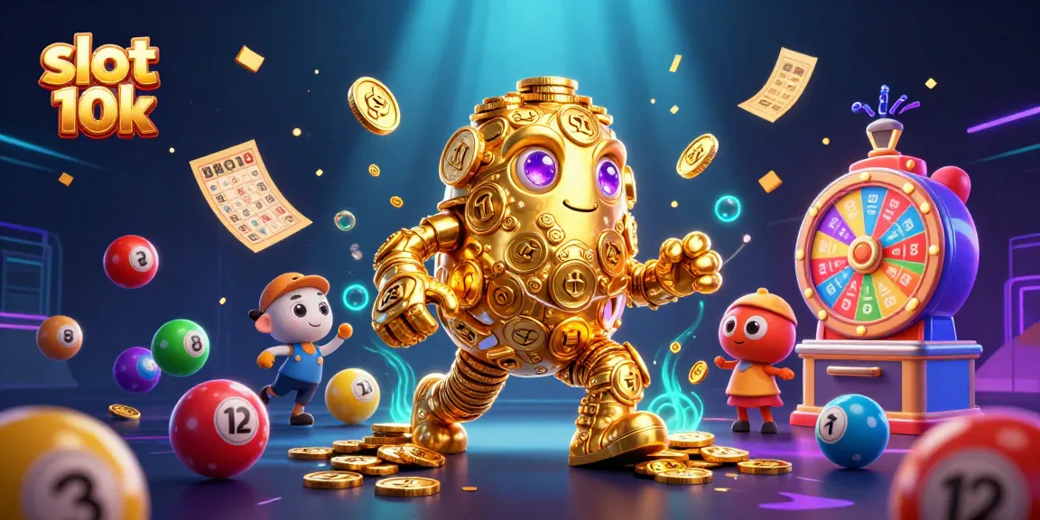 Play thrilling slot 10k with vibrant scenes filled with lottery elements and casino excitement.