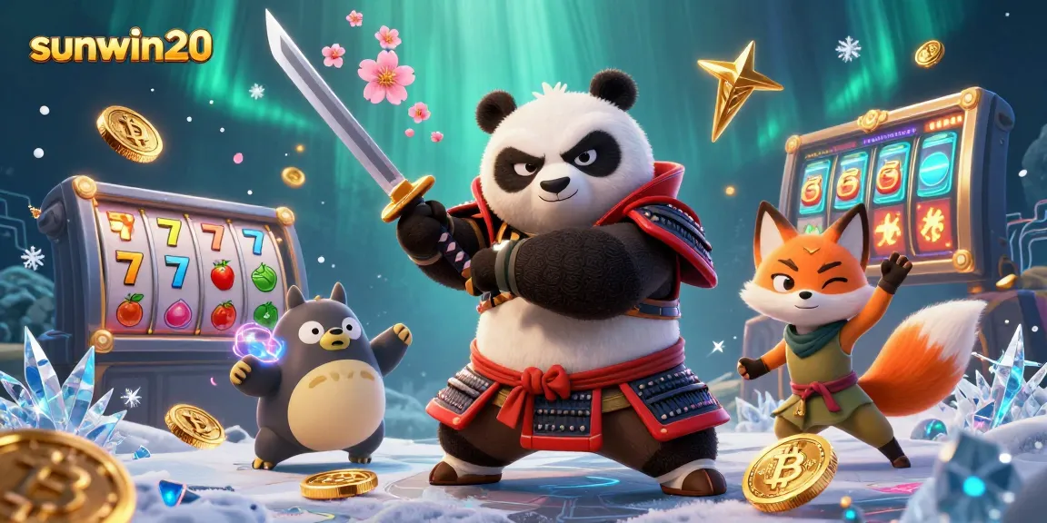 Engage in thrilling gameplay at sunwin20, featuring a dynamic scene with samurai panda, ninja fox, and magical elements.