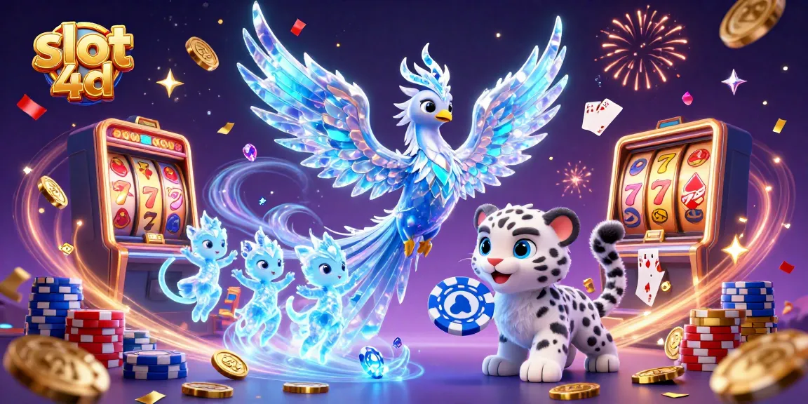 Experience thrilling action with slot 4d as an ice phoenix, snow leopard, and sprites celebrate victory.
