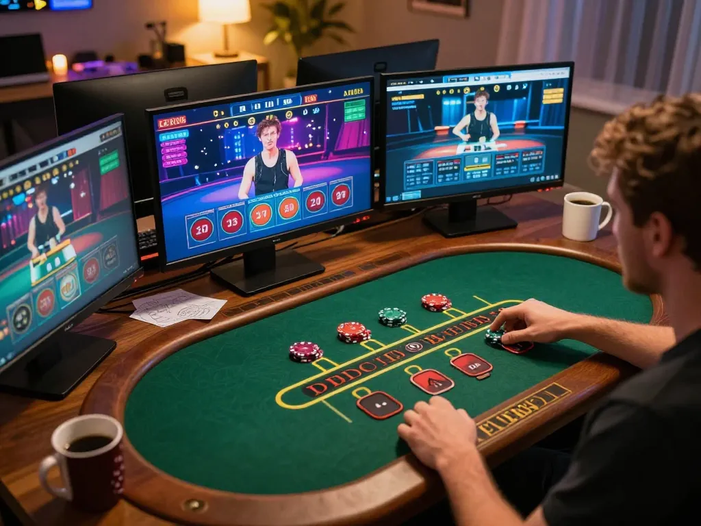 Engaging in online blackjack gameplay on 789win with a vibrant user interface and professional atmosphere.
