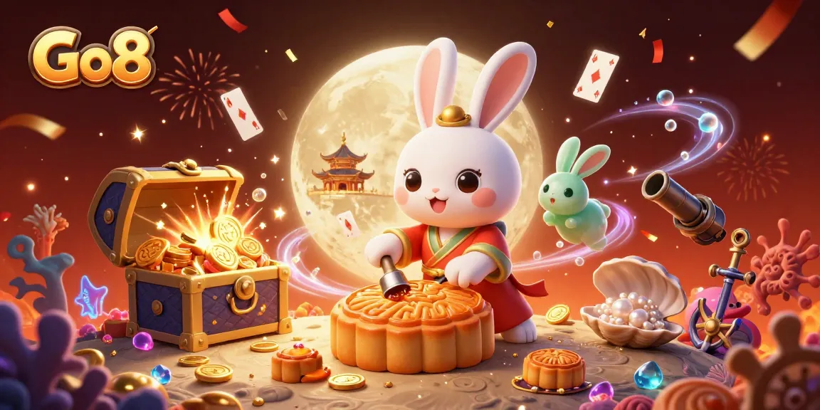 Go8 offers exciting gaming adventure as the moon rabbit reveals poker chips and treasures.