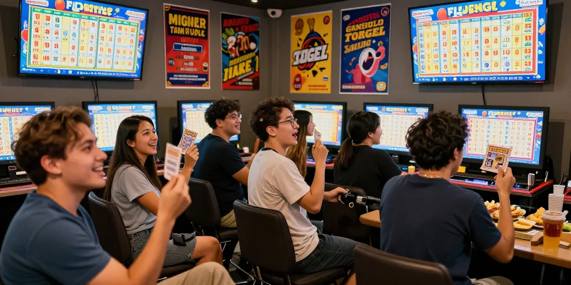 Suasana permainan toto togel yang penuh semangat dalam lounge dengan teman-teman menonton undian.