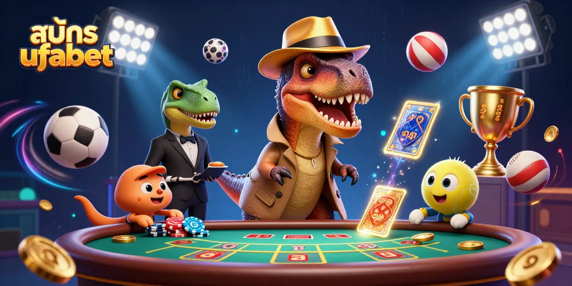 Engage with สมัคร ufabet through animated characters in a vibrant online gaming scene with thrilling elements.