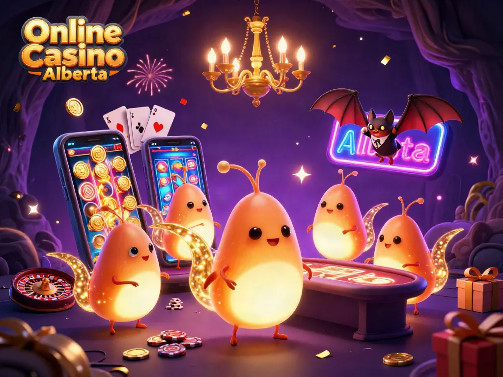 Play thrilling games at Online Casino Alberta with animated glowworms lighting up the casino.