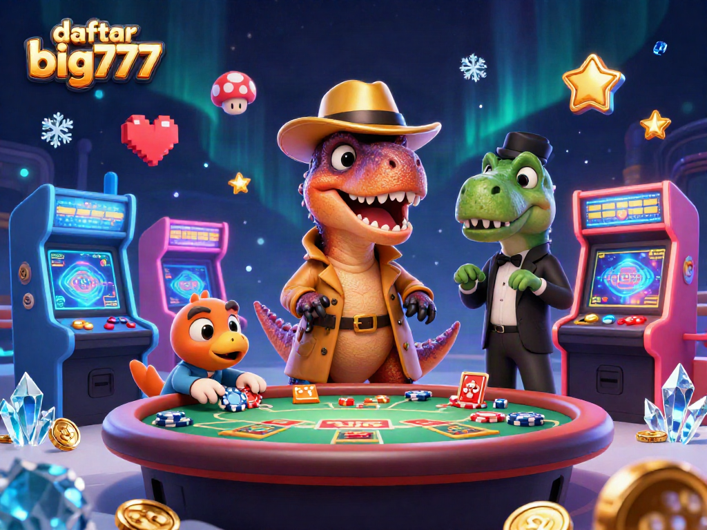 Daftar big777 di kasino dengan velociraptor sebagai kartu yang menghitung di meja blackjack.