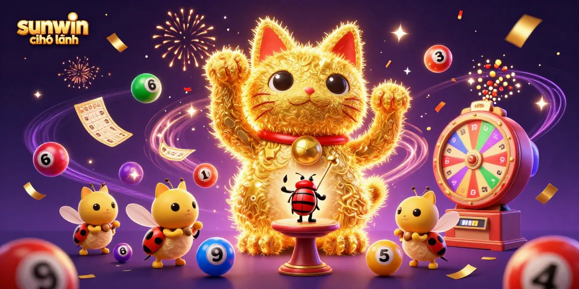 Experience vibrant excitement at sunwin chính hãng with golden lucky cat and dazzling casino game elements.