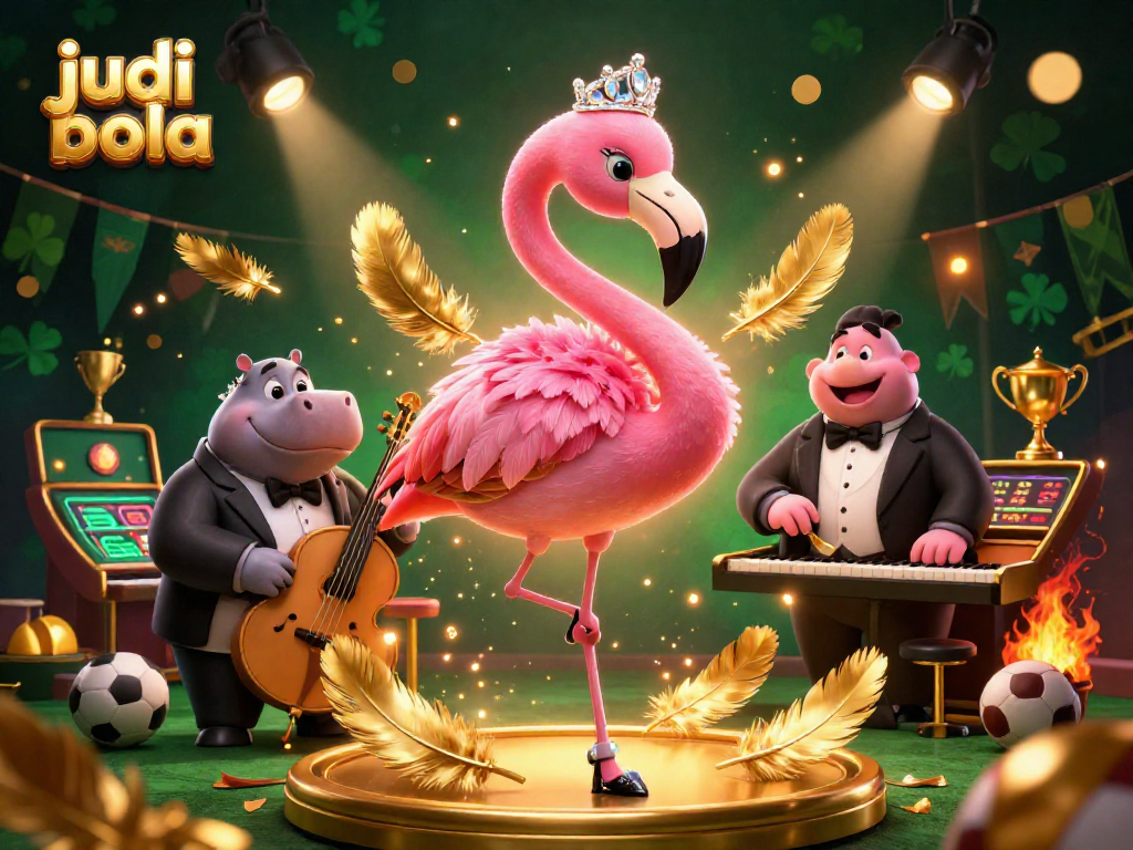 Engage in judi bola action with dynamic characters and vibrant sports elements in an immersive scene.