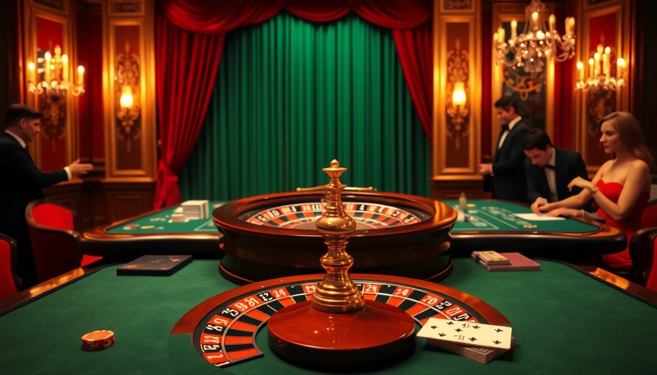 Engaging casino scene with a roulette wheel, inviting atmosphere for players.