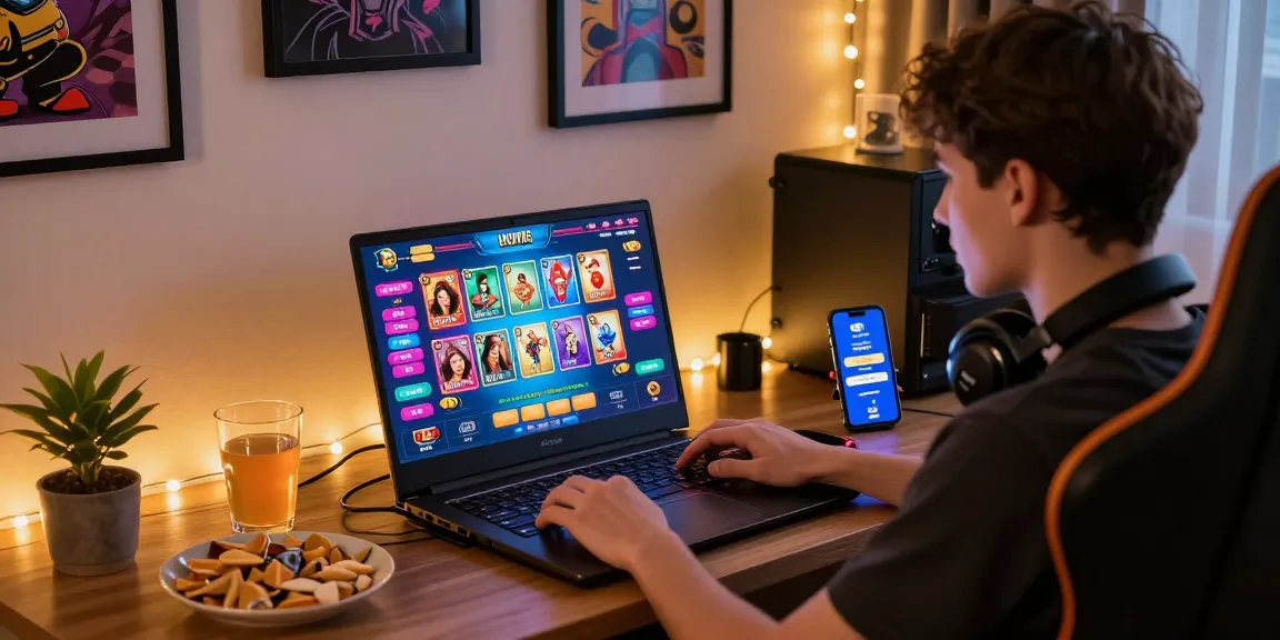 Online gaming enthusiast engaged with gamebaidoithuong.is in a cozy environment, showcasing vibrant gaming atmosphere.