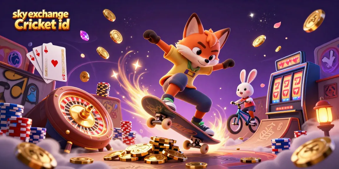 Experience thrilling gaming with sky exchange Cricket id as a fox and rabbit showcase their skills in a dynamic casino scene.