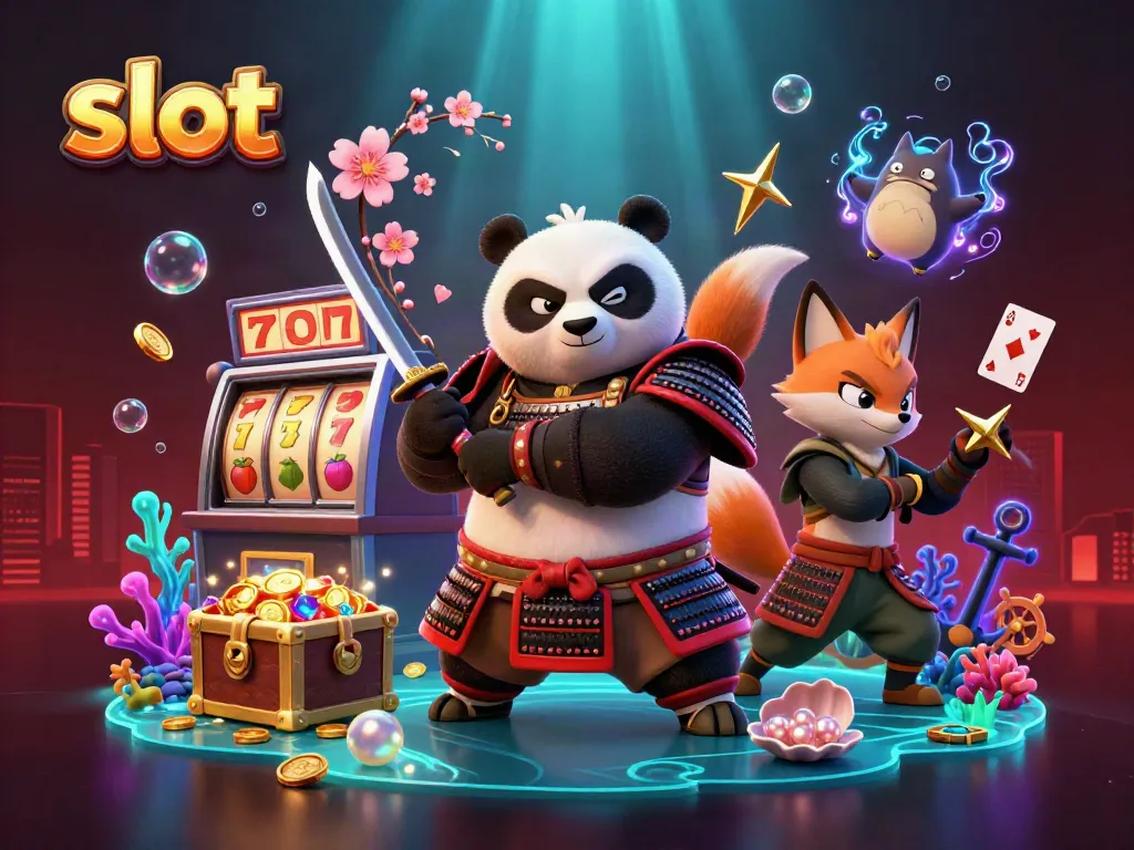 Memainkan slot dengan panda samurai dan rubah ninja di lingkungan yang magis, menyebarkan keberuntungan.