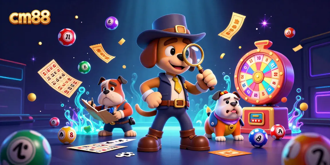 Experience the thrill with cm88, featuring a detective bloodhound and bulldog in a lively casino scene.