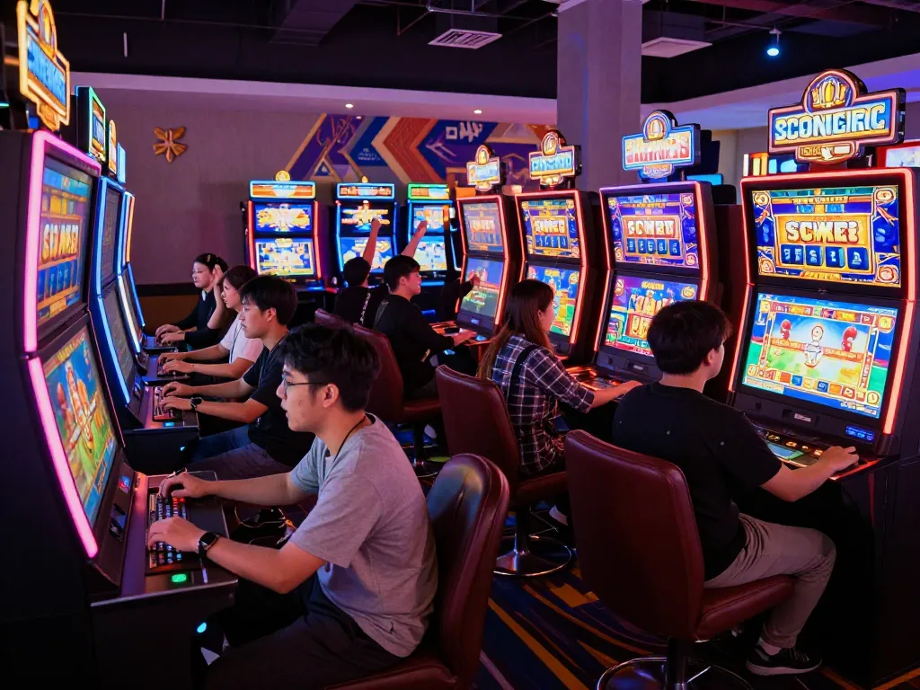 Diverse players enjoying situs gacor gaming in a vibrant online casino atmosphere showcasing excitement and engagement.