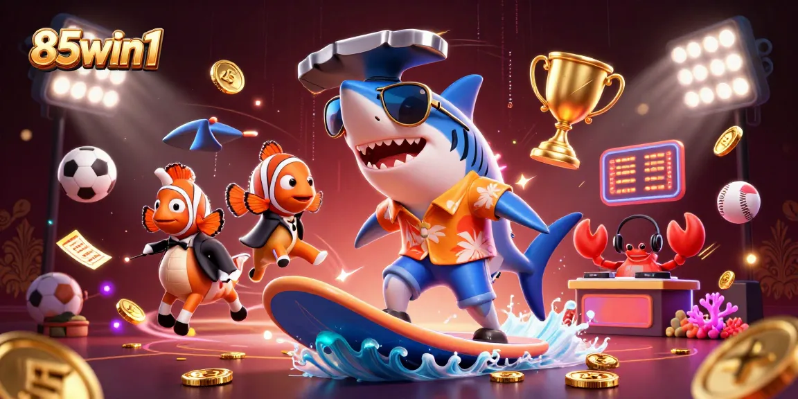 Enjoy thrilling gameplay at 85win1 featuring vibrant characters surfing through golden coins and dynamic sports elements.