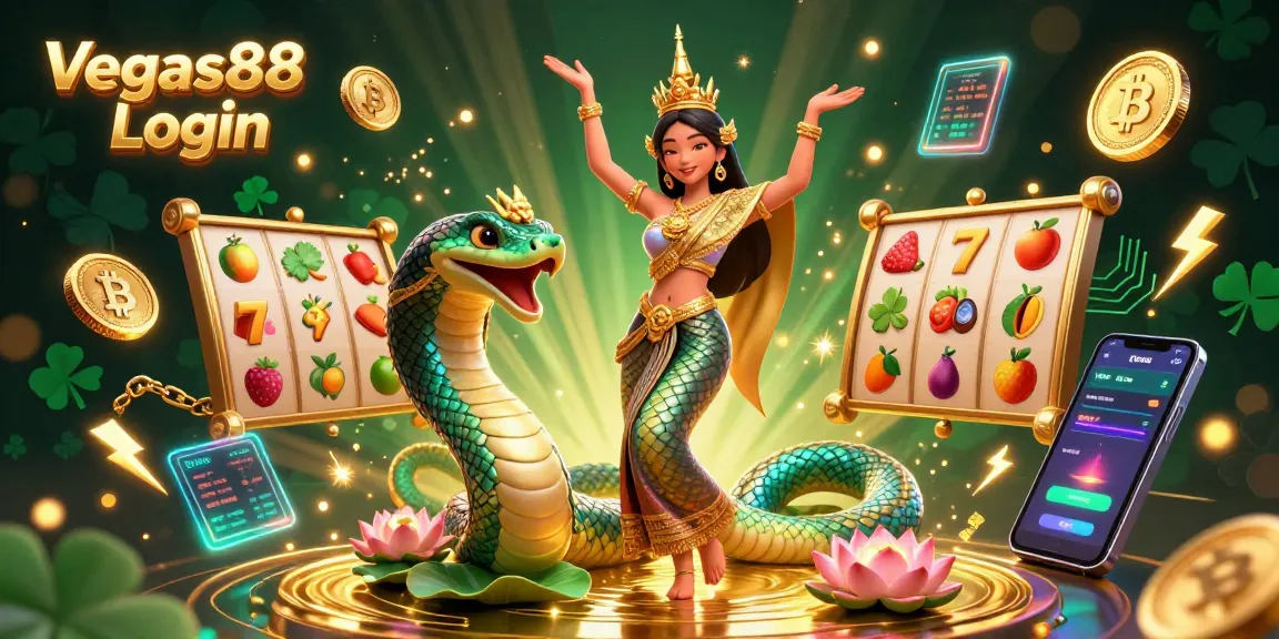 Engage with Vegas88 Login through vibrant slot games, featuring dynamic scenes and crypto elements.