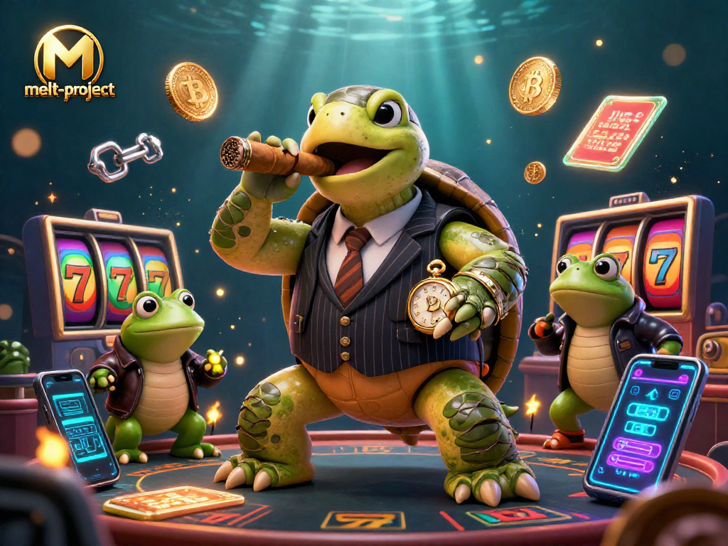 Win big at melt-project casinos with cartoon characters enjoying vibrant gambling action in a 3D scene.