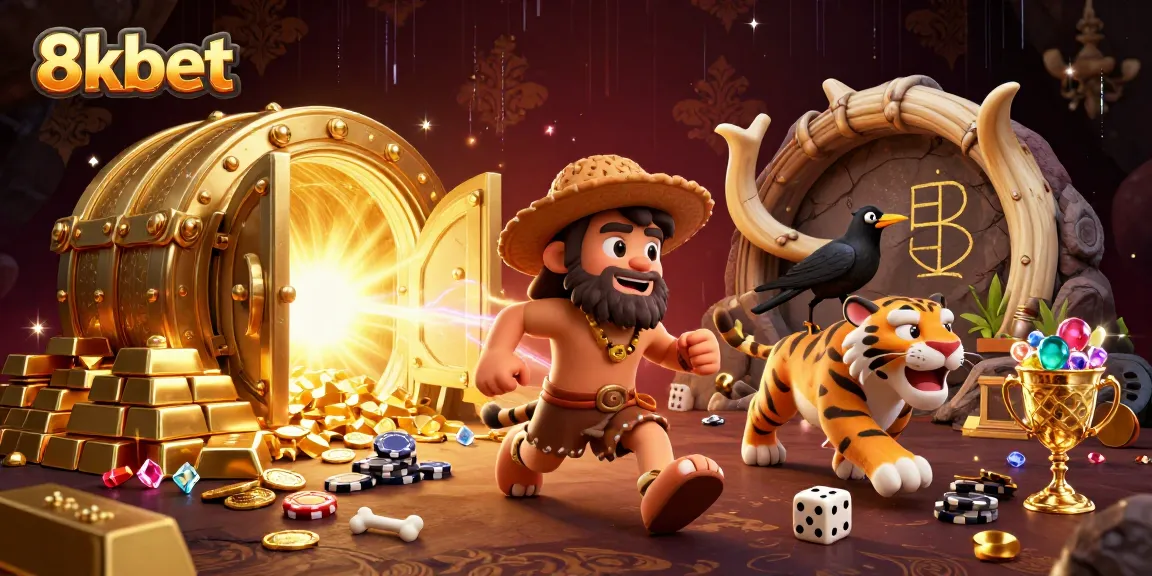 Experience thrilling games at 8xbet's vibrant casino, featuring unique characters and vivid treasures.