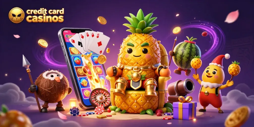 Experience exciting gaming at credit card casinos with vibrant characters and dynamic gaming elements.