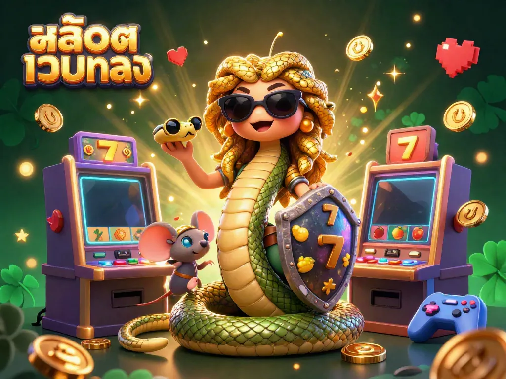 Play exciting casino games with สล็อตเว็บตรง featuring friendly Medusa and a warrior mouse.