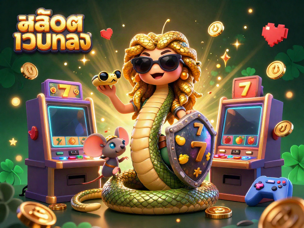 Play exciting casino games with สล็อตเว็บตรง featuring friendly Medusa and a warrior mouse.