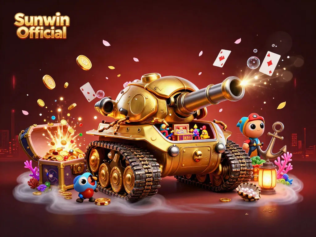 Experience vibrant gameplay in this Sunwin Official scene featuring a golden casino beetle tank.
