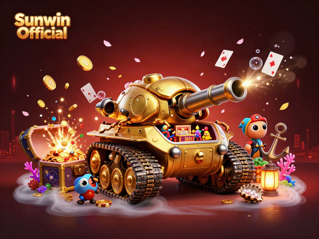 Experience vibrant gameplay in this Sunwin Official scene featuring a golden casino beetle tank.