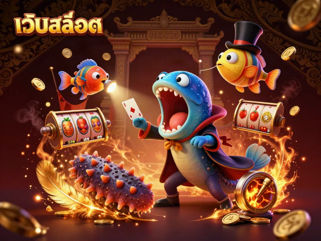 เว็บสล็อต แสดงถึงการเล่นเกมสล็อตพร้อมกับความตื่นเต้นในบรรยากาศที่นำเสนอด้วยสีสันที่สวยงาม.