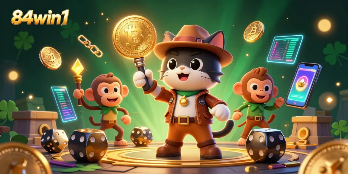 Engage with exciting gameplay at 84win1 with vibrant casino-themed adventure illustration.