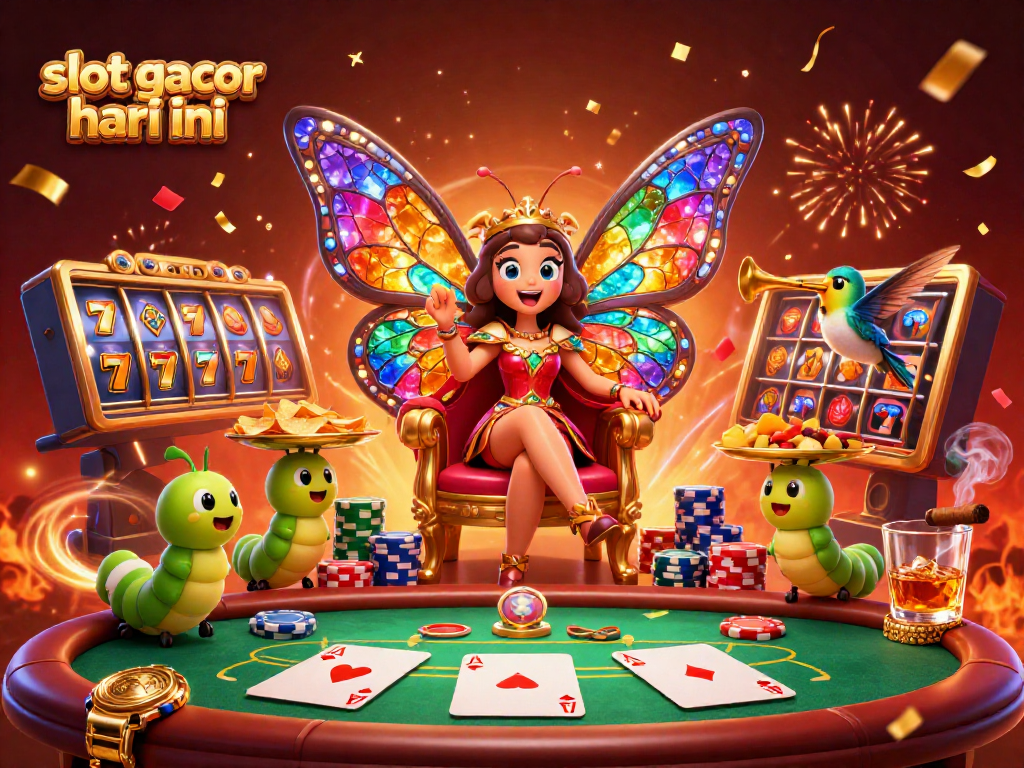 Play slot gacor hari ini with colorful reels and vibrant characters bringing the casino atmosphere alive.