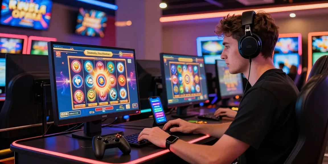 Online gaming scene highlighting credit card casinos at https://brcs.co.uk with vibrant slot games and engaging atmosphere.