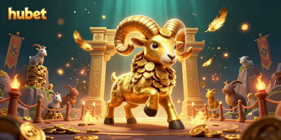 Engage with exciting gameplay at hubet showcasing a golden ram charging through a lavish casino.