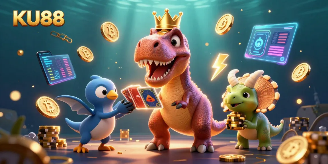 Experience thrilling gameplay with KU88 in a vibrant 3D casino scene featuring whimsical characters.