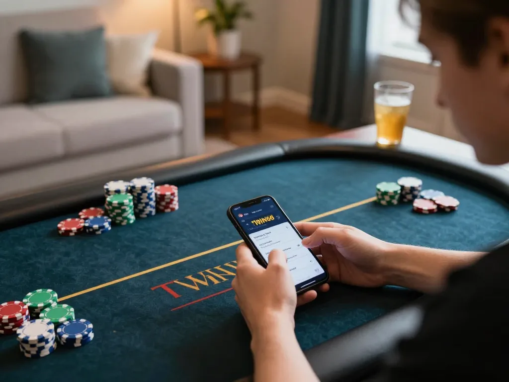 TWIN68 user engaging in online gaming with vibrant smartphone interface