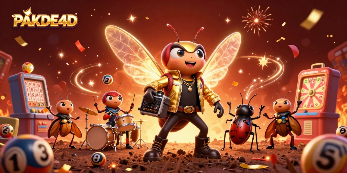 PAKDE4D menampilkan rock star cicada dengan elemen permainan lotere, meramaikan suasana bermain.
