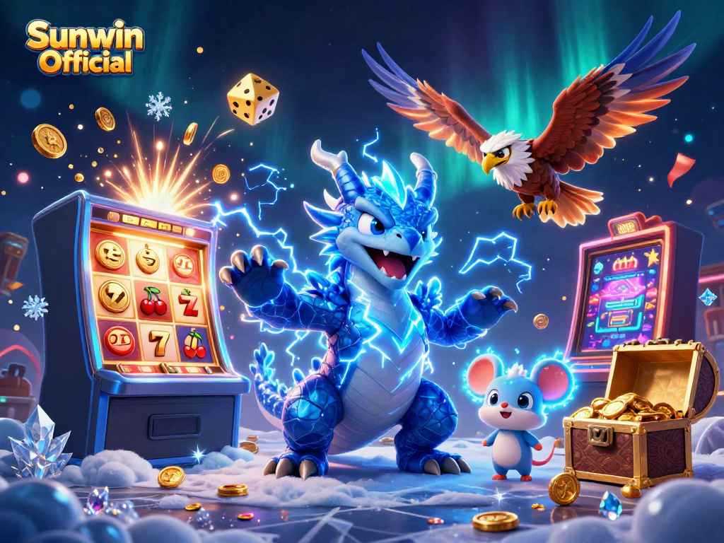 Engage in thrilling gameplay with Sunwin Official as electric characters celebrate a jackpot explosion!