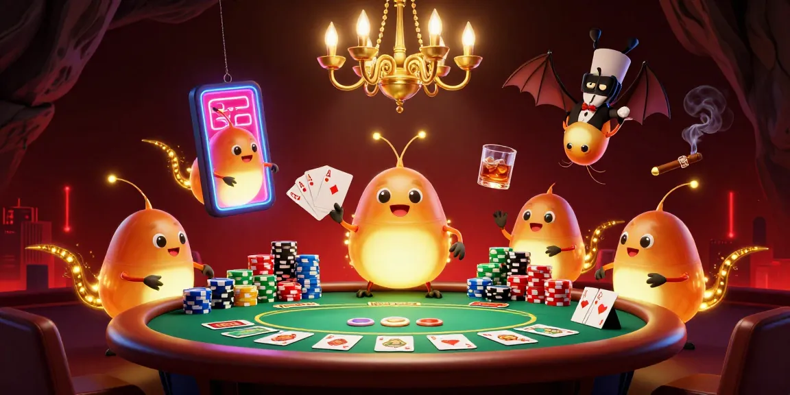 Experience Tải Sunwin in this vibrant casino scene with glowworms lighting up a poker table.