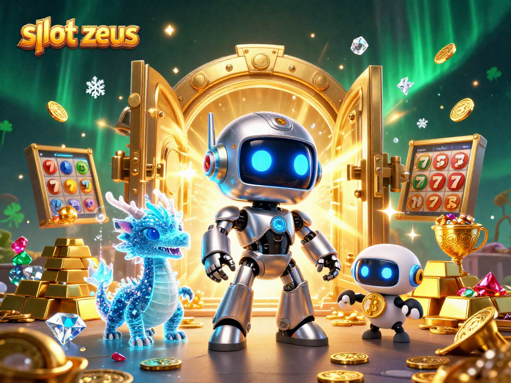 Experience thrilling wins with slot zeus gameplay, featuring a vibrant 3D cyberpunk scene.