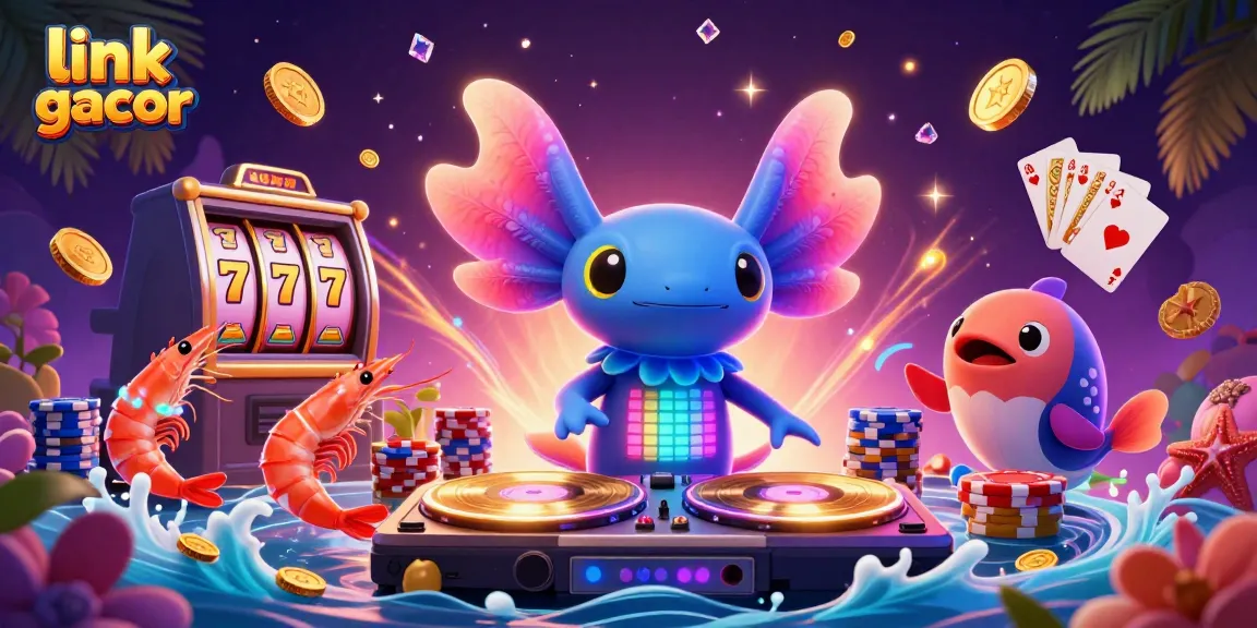 Experience the thrill of link slot gacor with vibrant scenes of winning spins and cartoonish undersea characters.