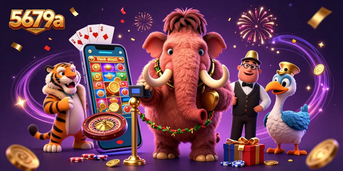 Bet on big wins with 5679a's vibrant casino scene featuring characters and gaming elements.